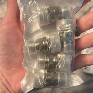Silver and White Hose Connectors. N male to uhf female. Pack of 5